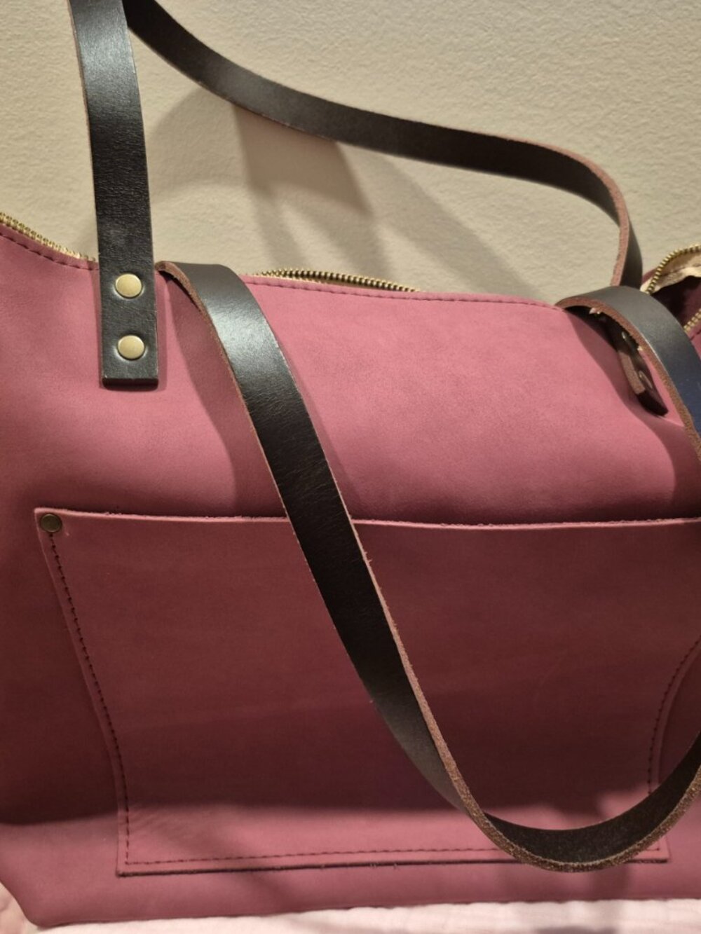 Portland Leather Almost Perfect Large Zip Tote-Foxglove - Picture 2 of 6